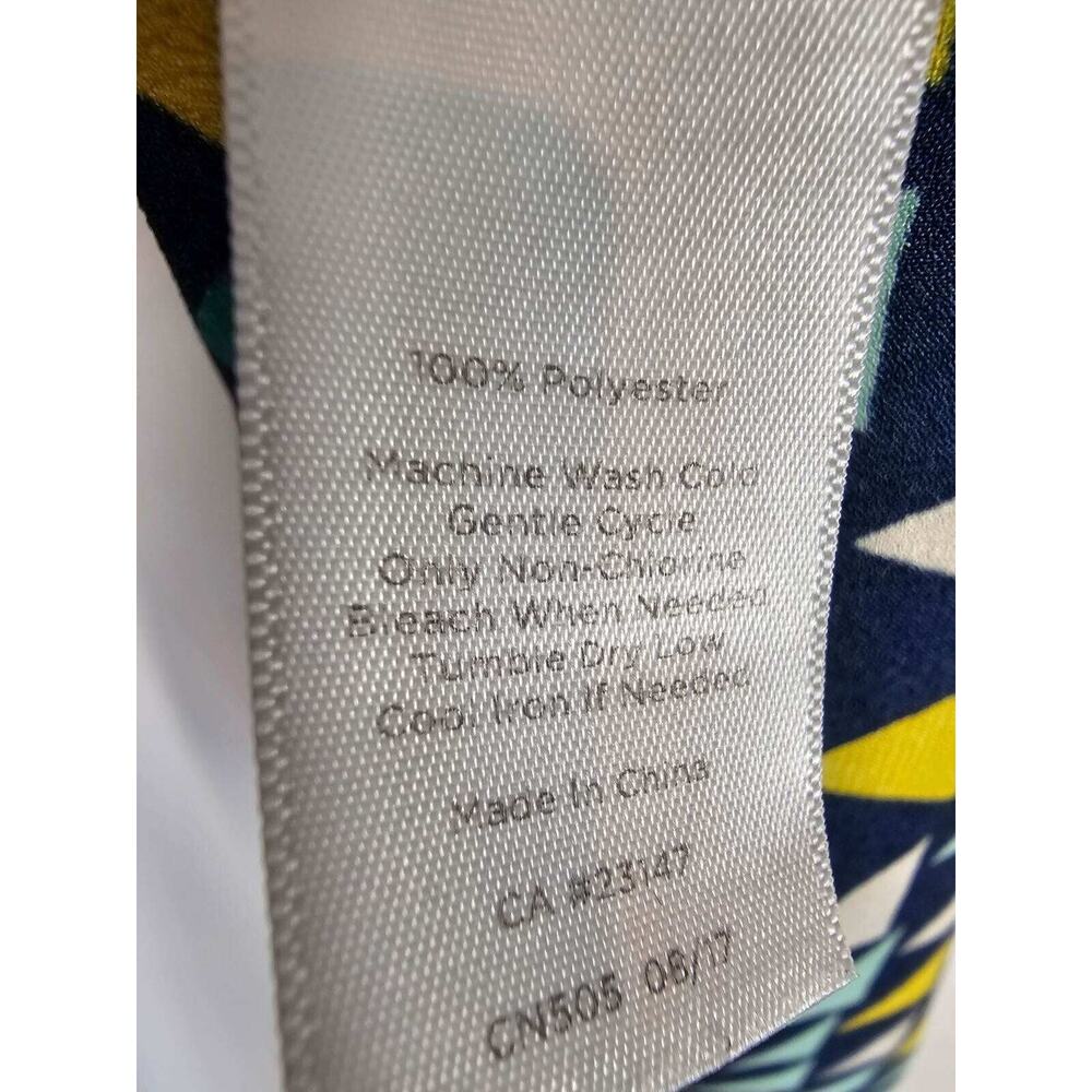 Talbots Geometric Print Sleeveless Top Womens Size Medium Navy Blue Office - Picture 7 of 7